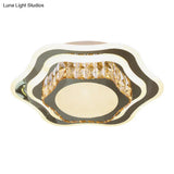 Faceted Glass & Stainless Steel Led Close - To - Ceiling Fixture