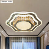 Faceted Glass & Stainless Steel Led Close - To - Ceiling Fixture