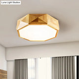 Faceted Octagonal Led Ceiling Light - Nordic Design For Living Room Wood / 18 Natural