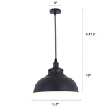 Factory Style Metal Pendant Ceiling Light - Bowl Shade Restaurant Hanging Lamp Black / 14’