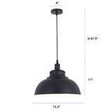 Factory Style Metal Pendant Ceiling Light - Bowl Shade Restaurant Hanging Lamp Black / 16’