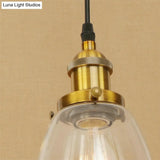 Farmhouse 1 Light Brass/Copper Pendant Ceiling With Clear Glass Tapered Shade