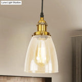 Farmhouse 1 Light Brass/Copper Pendant Ceiling With Clear Glass Tapered Shade