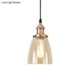 Farmhouse 1 Light Brass/Copper Pendant Ceiling With Clear Glass Tapered Shade