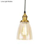 Farmhouse 1 Light Brass/Copper Pendant Ceiling With Clear Glass Tapered Shade
