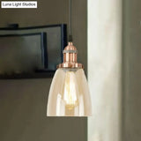 Farmhouse 1 Light Brass/Copper Pendant Ceiling With Clear Glass Tapered Shade
