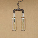 Farmhouse 2-Light Chandelier Pendant With Amber/Blue Glass Shades And Pipe Design Amber