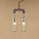 Farmhouse 2-Light Chandelier Pendant With Amber/Blue Glass Shades And Pipe Design Clear