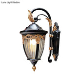 Farmhouse Acorn Wall Sconce: Clear Prismatic Glass Black Finish 1-Light Lighting