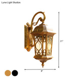 Farmhouse Aluminum Lantern Wall Sconce - Black/Brass Outdoor Lighting
