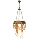 Farmhouse Beige 4-Head Chandelier With Rubber Tyre Pendant And Rope Cord