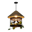Farmhouse Birdcage Metal Pendant Ceiling Light - 1 Head Dining Room Rope Down Lighting In Beige
