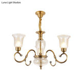 Farmhouse Chandelier Lamp: Bell Clear Glass Brass Suspension Lighting With Metal Arm - 3/6/8 Lights