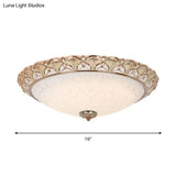 Farmhouse Dome Flush Light Fixture - Cream Glass Led Mount Ceiling Lamp In Gold (14’/16’/20’)