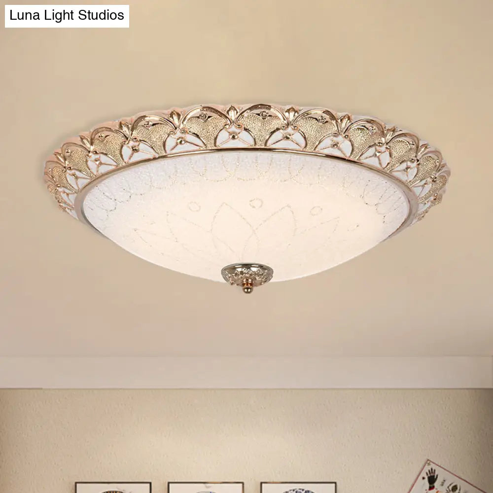 Farmhouse Dome Flush Light Fixture - Cream Glass Led Mount Ceiling Lamp In Gold (14’/16’/20’)
