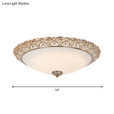 Farmhouse Dome Flush Light Fixture - Cream Glass Led Mount Ceiling Lamp In Gold (14’/16’/20’)