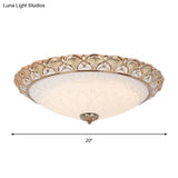 Farmhouse Dome Flush Light Fixture - Cream Glass Led Mount Ceiling Lamp In Gold (14’/16’/20’)