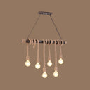 Farmhouse Exposed Bulb Pendant Light With Wood Hemp Rope - Ideal For Restaurants 6 /
