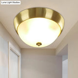 Farmhouse Frosted Glass Dome - Shaped Flush Mount Light Brass Fixture 3/4 - Bulb 12’/16’ Width