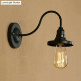 Farmhouse Gooseneck Arm Dining Room Wall Sconce - Black Finish Lighting With Bare Bulb