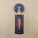 Farmhouse Mesh Metal Shade Wall Sconce In Black/Brass- 1 Light Corridor Lamp Brass