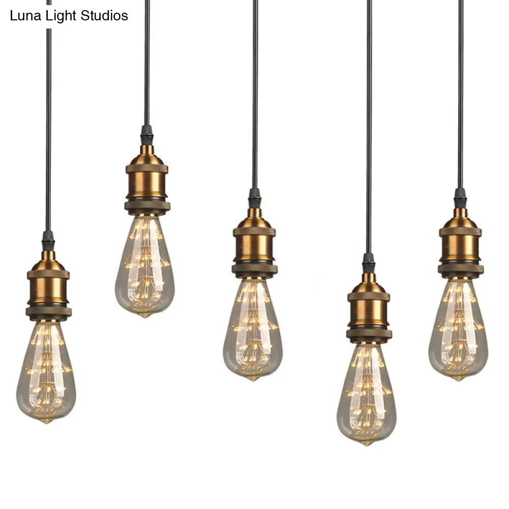 Farmhouse Metal Ceiling Pendant Light In Black - Open Bulb Hallway Hanging Lamp