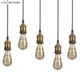 Farmhouse Metal Ceiling Pendant Light In Black - Open Bulb Hallway Hanging Lamp