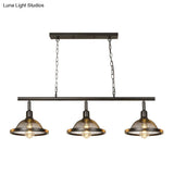 Farmhouse Metal Pendant Island Chandelier In Black For Dining Room With 3/4 Lights