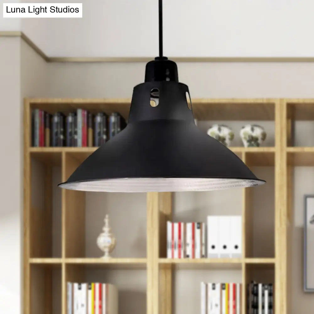 Farmhouse Metallic Black Pendant Light For Dining Tables - 14’/16’ Bowl Design