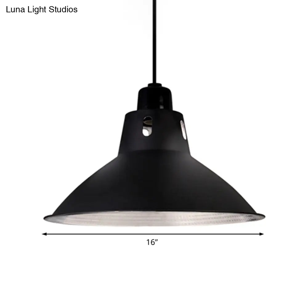 Farmhouse Metallic Black Pendant Light For Dining Tables - 14’/16’ Bowl Design