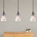 Farmhouse Multi-Pendant Light Fixture With Ribbed Clear Glass Shades For Dining Room: Linear Canopy
