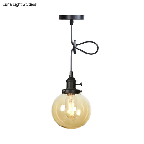Farmhouse Orbit Pendant Light With Amber/Clear Glass And Adjustable Cord In 3 Elegant Finish Options
