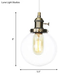 Farmhouse Orbit Pendant Light With Amber/Clear Glass And Adjustable Cord In 3 Elegant Finish Options