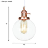 Farmhouse Orbit Pendant Light With Amber/Clear Glass And Adjustable Cord In 3 Elegant Finish Options