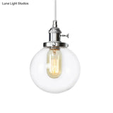 Farmhouse Orbit Pendant Light With Amber/Clear Glass And Adjustable Cord In 3 Elegant Finish Options
