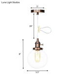 Farmhouse Orbit Pendant Light With Amber/Clear Glass And Adjustable Cord In 3 Elegant Finish Options