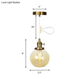 Farmhouse Orbit Pendant Light With Amber/Clear Glass And Adjustable Cord In 3 Elegant Finish Options