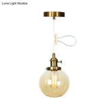 Farmhouse Orbit Pendant Light With Amber/Clear Glass And Adjustable Cord In 3 Elegant Finish Options