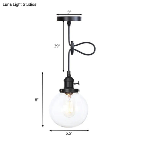 Farmhouse Orbit Pendant Light With Amber/Clear Glass And Adjustable Cord In 3 Elegant Finish Options