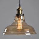 Farmhouse Pendant Lamp With Amber Glass Shade - Stylish Single-Bulb Ceiling Light For Dining Room