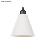 Farmhouse Pendant Light Fixture With Metal Shade - 1 Indoor Hanging In Black/White