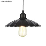 Farmhouse Pendant Light Fixture With Metal Shade - 1 Indoor Hanging In Black/White