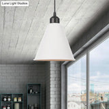 Farmhouse Pendant Light Fixture With Metal Shade - 1 Indoor Hanging In Black/White