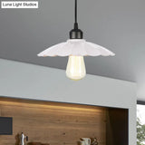 Farmhouse Pendant Light Fixture With Metal Shade - 1 Indoor Hanging In Black/White