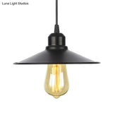 Farmhouse Pendant Light Fixture With Metal Shade - 1 Indoor Hanging In Black/White