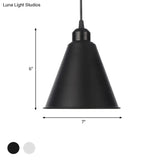 Farmhouse Pendant Light Fixture With Metal Shade - 1 Indoor Hanging In Black/White