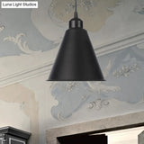 Farmhouse Pendant Light Fixture With Metal Shade - 1 Indoor Hanging In Black/White