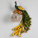 Farmhouse Resin Peacock Wall Sconce With Crystal Hemisphere Shade & 1 Bulb Multi-Color / Right