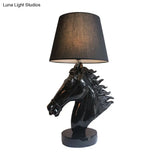 Farmhouse Resin Steed Head Night Light Table Lamp With Polished Gold/Black Finish