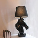 Farmhouse Resin Steed Head Night Light Table Lamp With Polished Gold/Black Finish Black